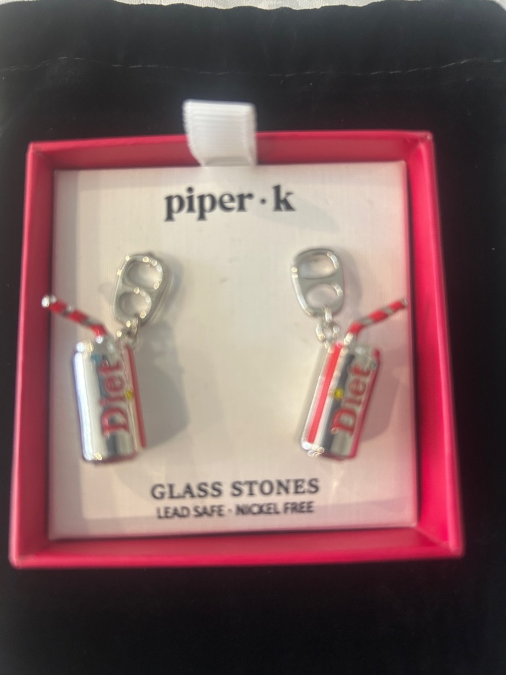 Piper K Diet Coke Soda Can Earrings NIB